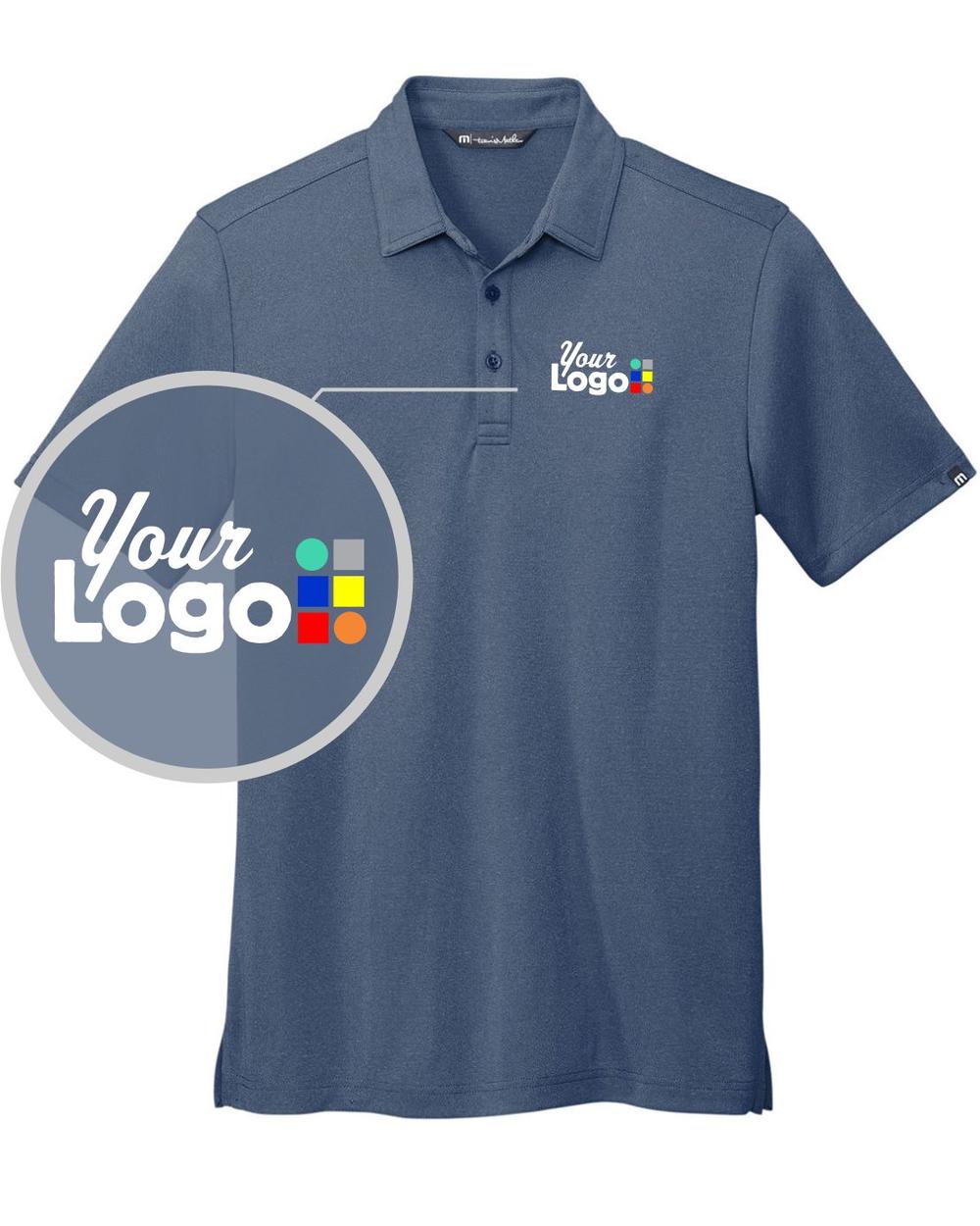 TravisMathew S/S Coto Performance Custom Golf Shirt, color: Vintage Indigo/Black