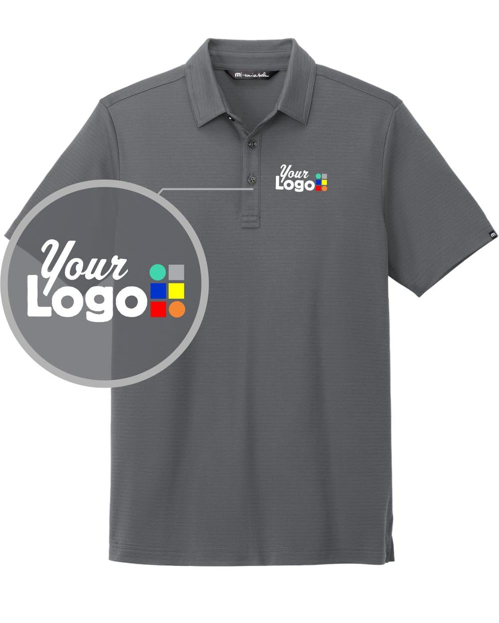 TravisMathew S/S Bayfront Solid Custom Golf Shirt, color: Dark Grey