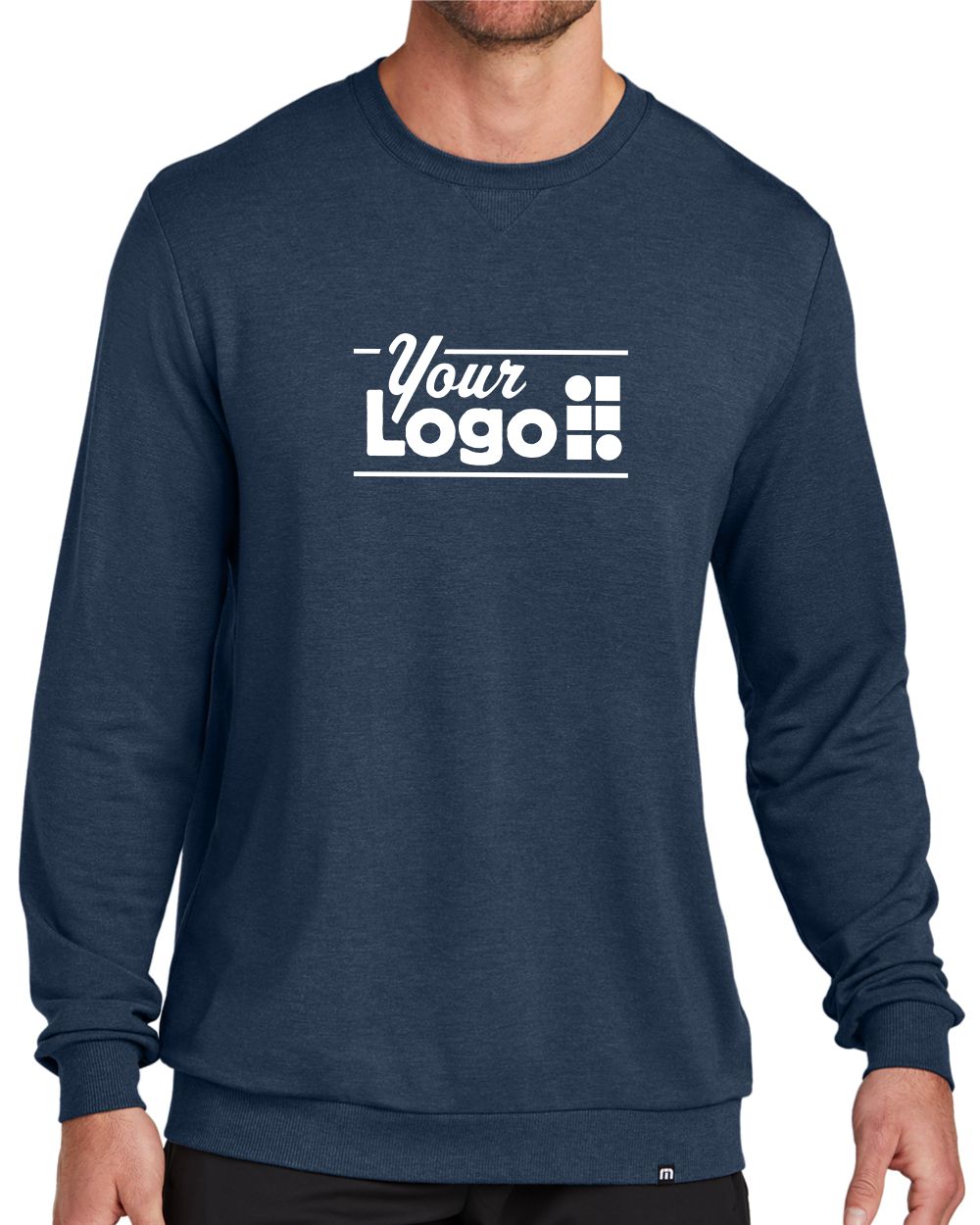 TravisMathew Long Weekend Crew Custom Sweatshirt, color: Blue Nights Heather