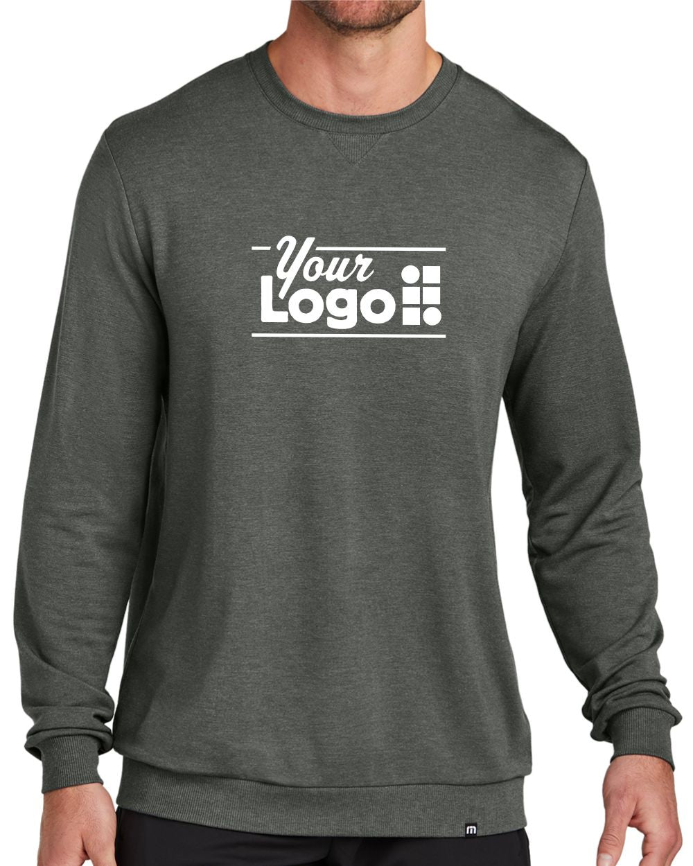 TravisMathew Long Weekend Crew Custom Sweatshirt, color: Dark Grey Heather