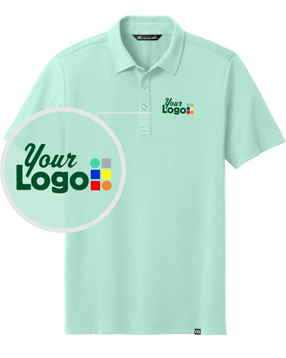 TravisMathew S/S Glenview Solid Custom Golf Shirt, color: Mint