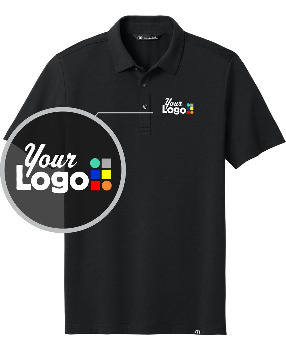 TravisMathew S/S Glenview Solid Custom Golf Shirt, color: Black