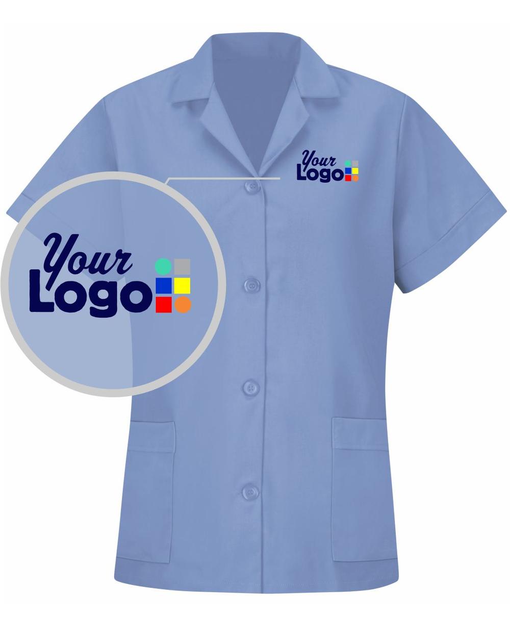 RedKap Button-Front Smock Custom Housekeeping Coat, color: Light Blue