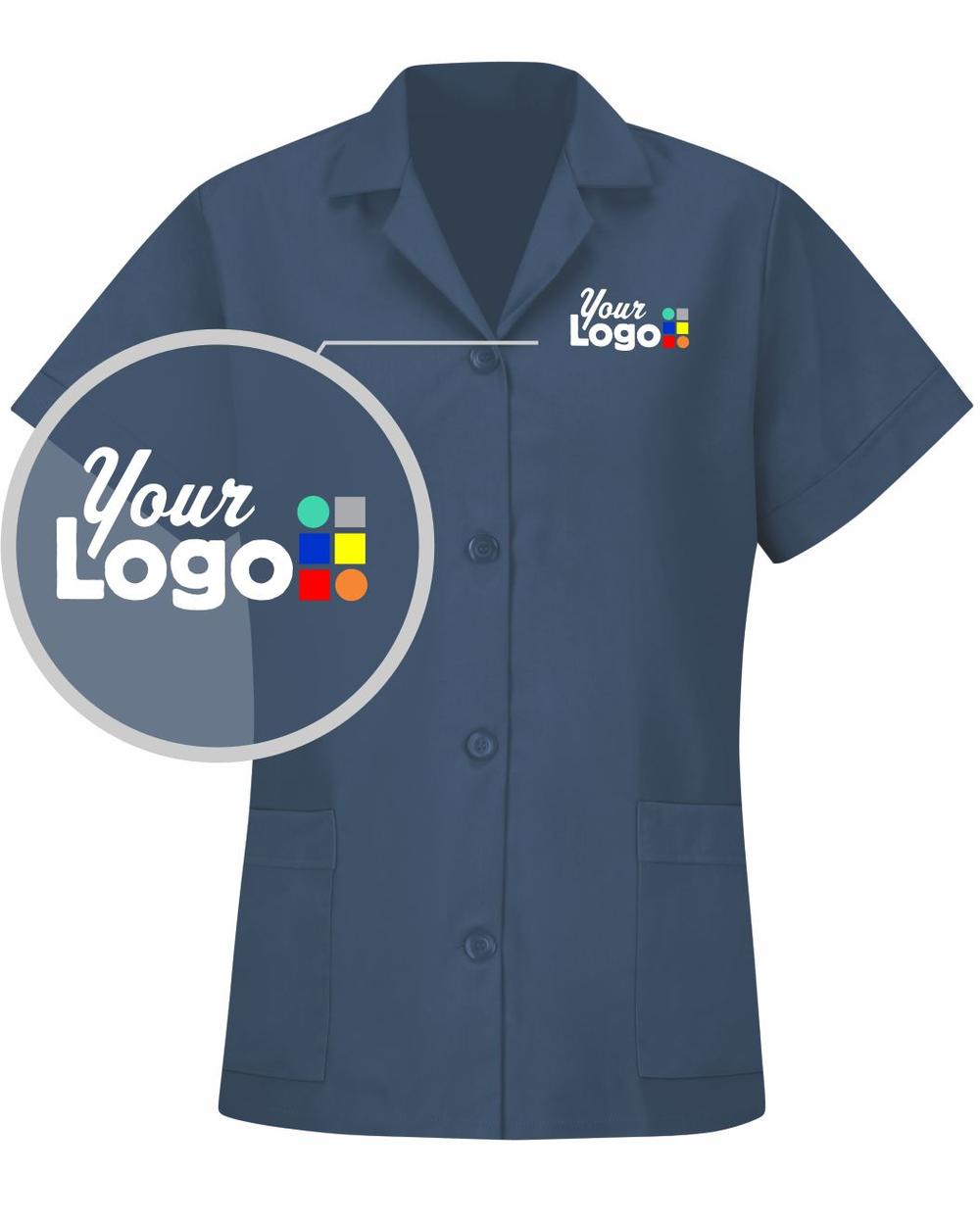 RedKap Button-Front Smock Custom Housekeeping Coat, color: Navy