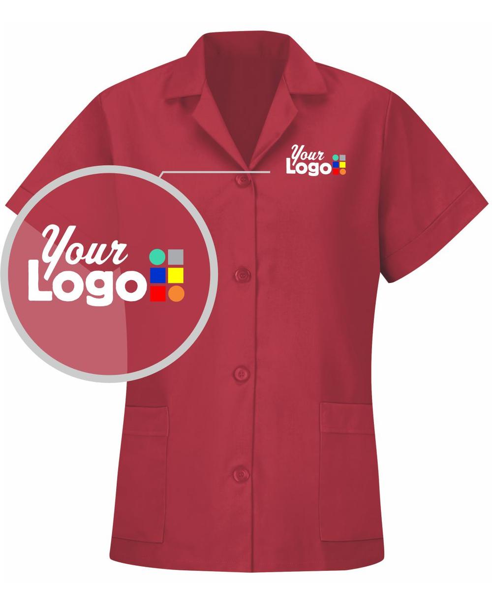 RedKap Button-Front Smock Custom Housekeeping Coat, color: Red