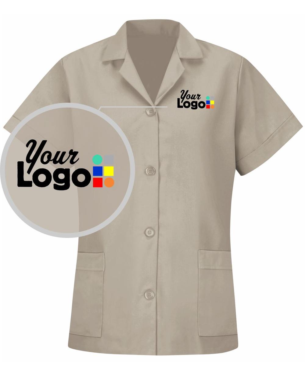 RedKap Button-Front Smock Custom Housekeeping Coat, color: Tan