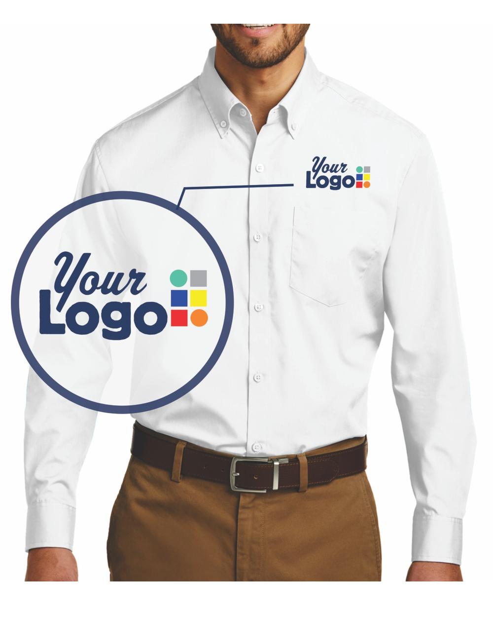 Port Authority L/S Carefree Poplin Custom Shirt, color: White