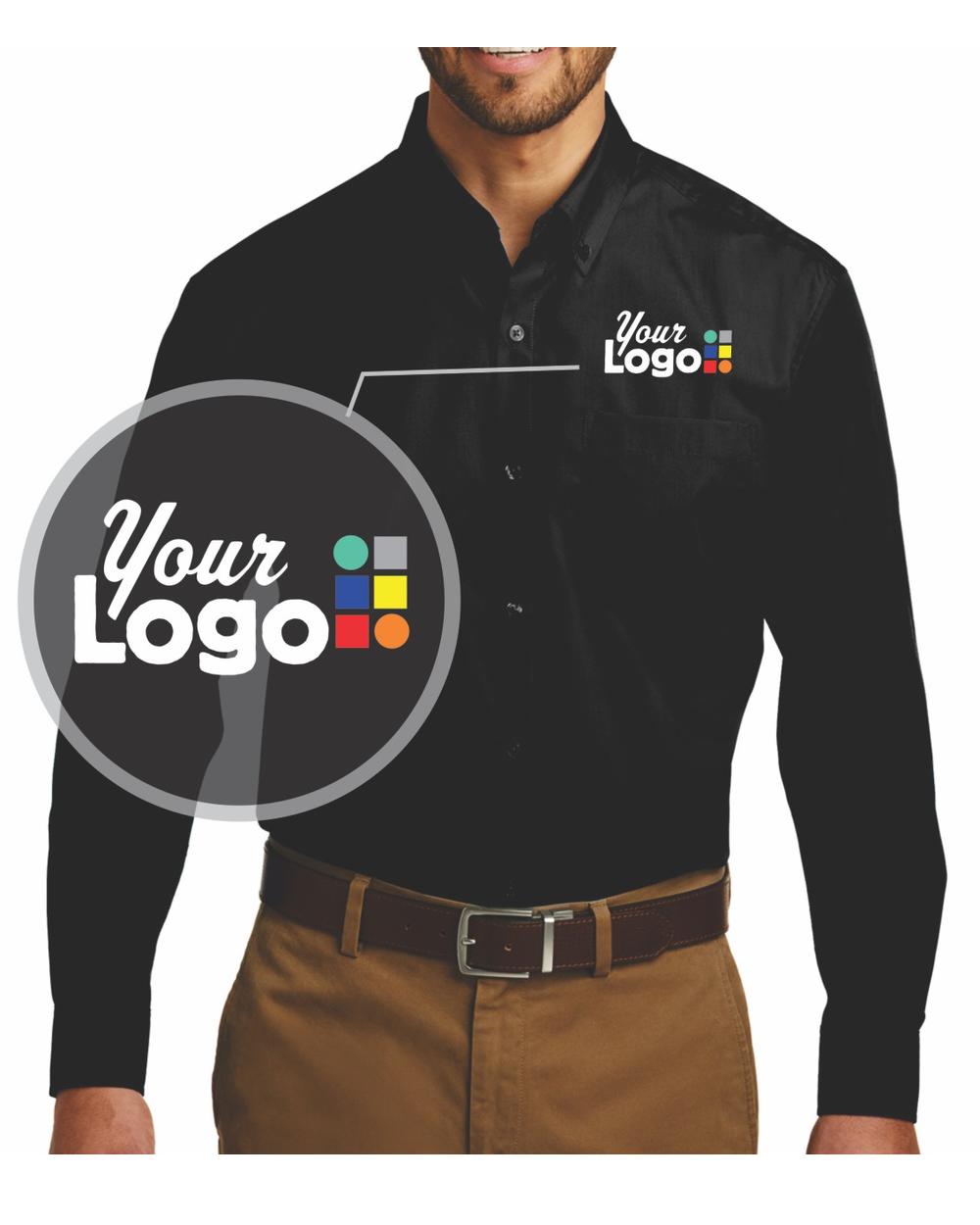 Port Authority L/S Carefree Poplin Custom Shirt, color: Deep Black