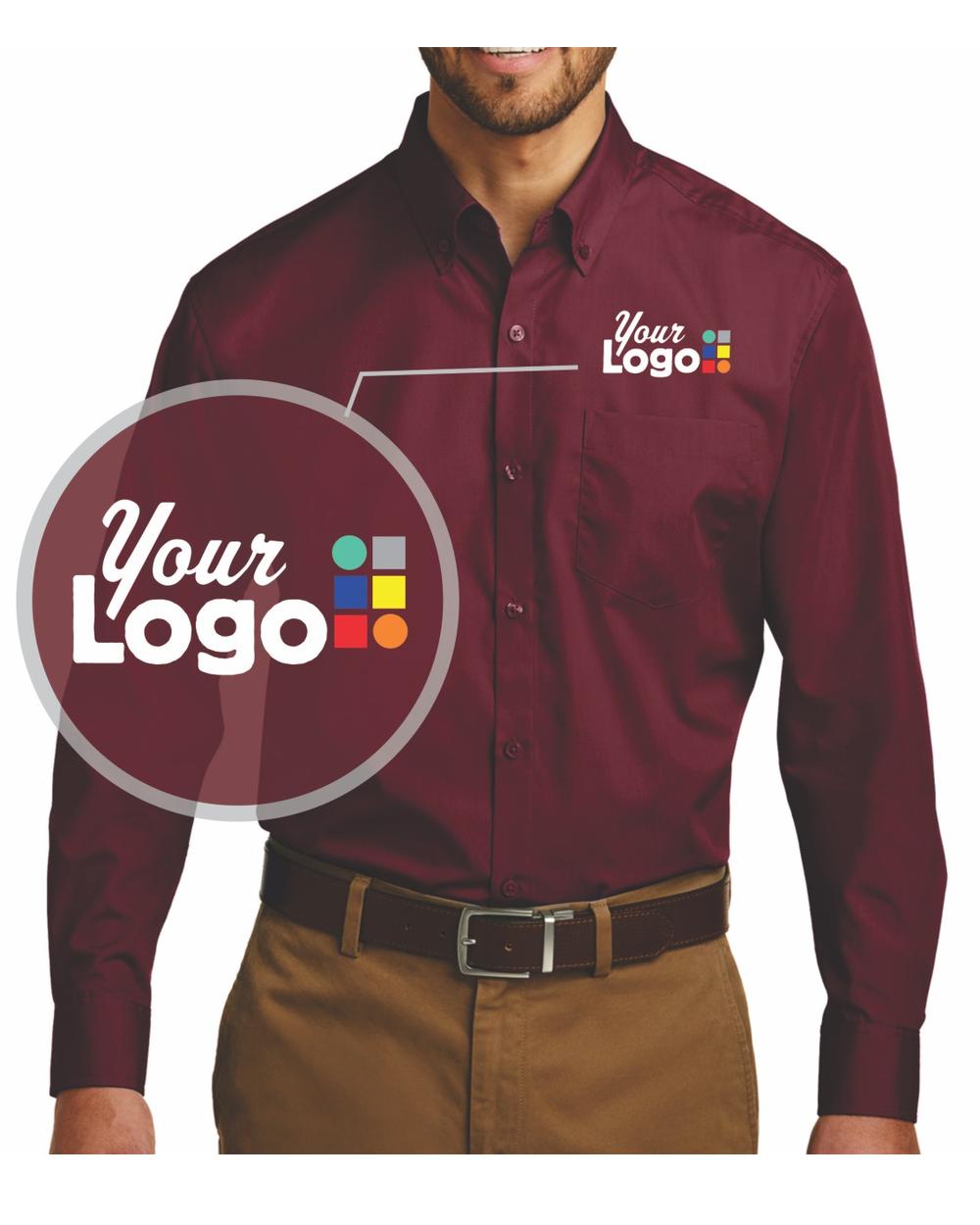 Port Authority L/S Carefree Poplin Custom Shirt, color: Burgundy