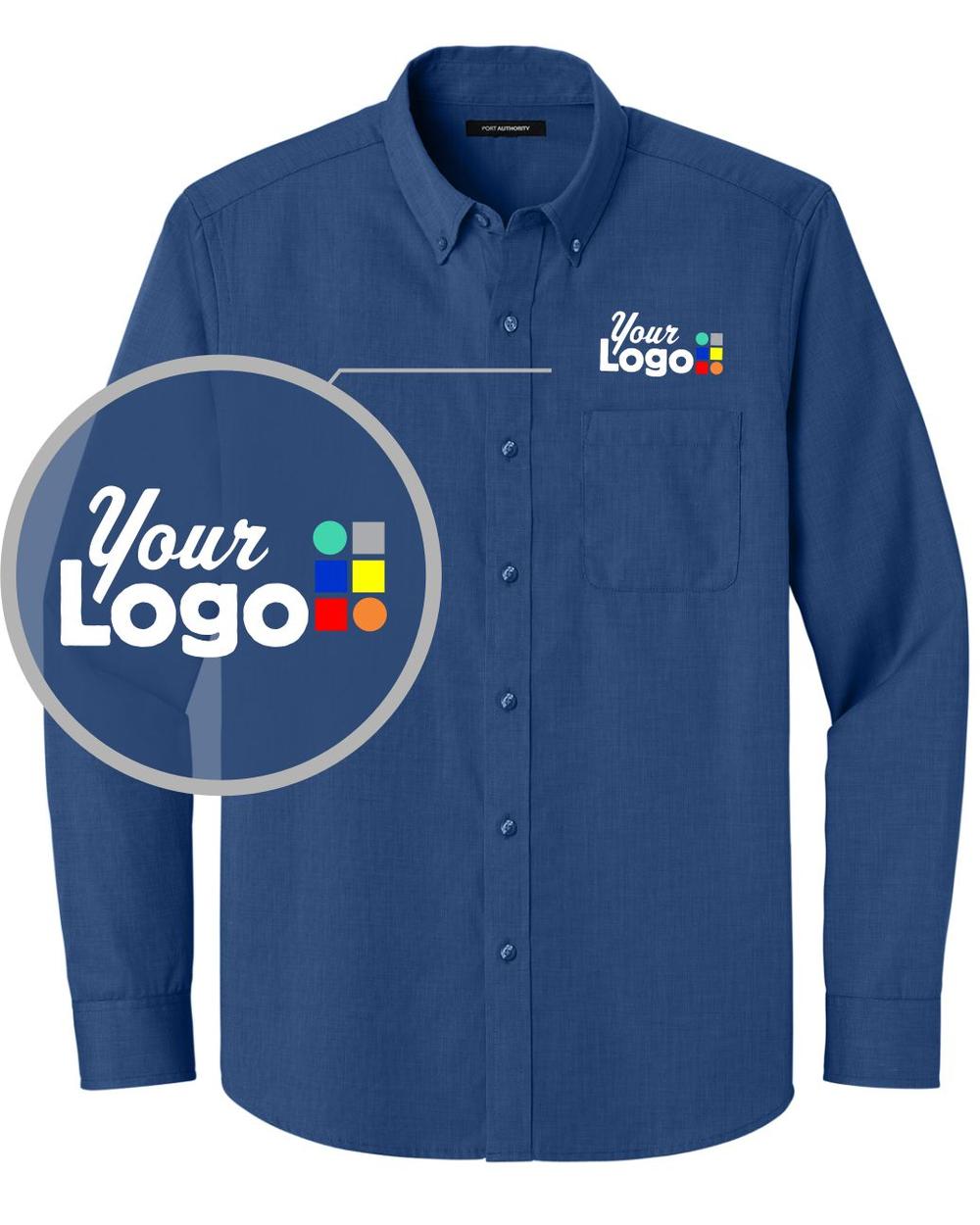 Port Authority L/S Nailhead Easy Care Custom Shirt, color: Mediterranean Blue