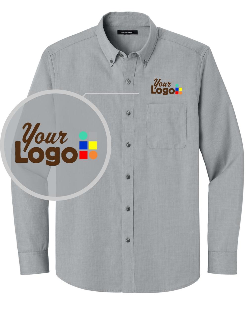 Port Authority L/S Nailhead Easy Care Custom Shirt, color: Gusty Grey