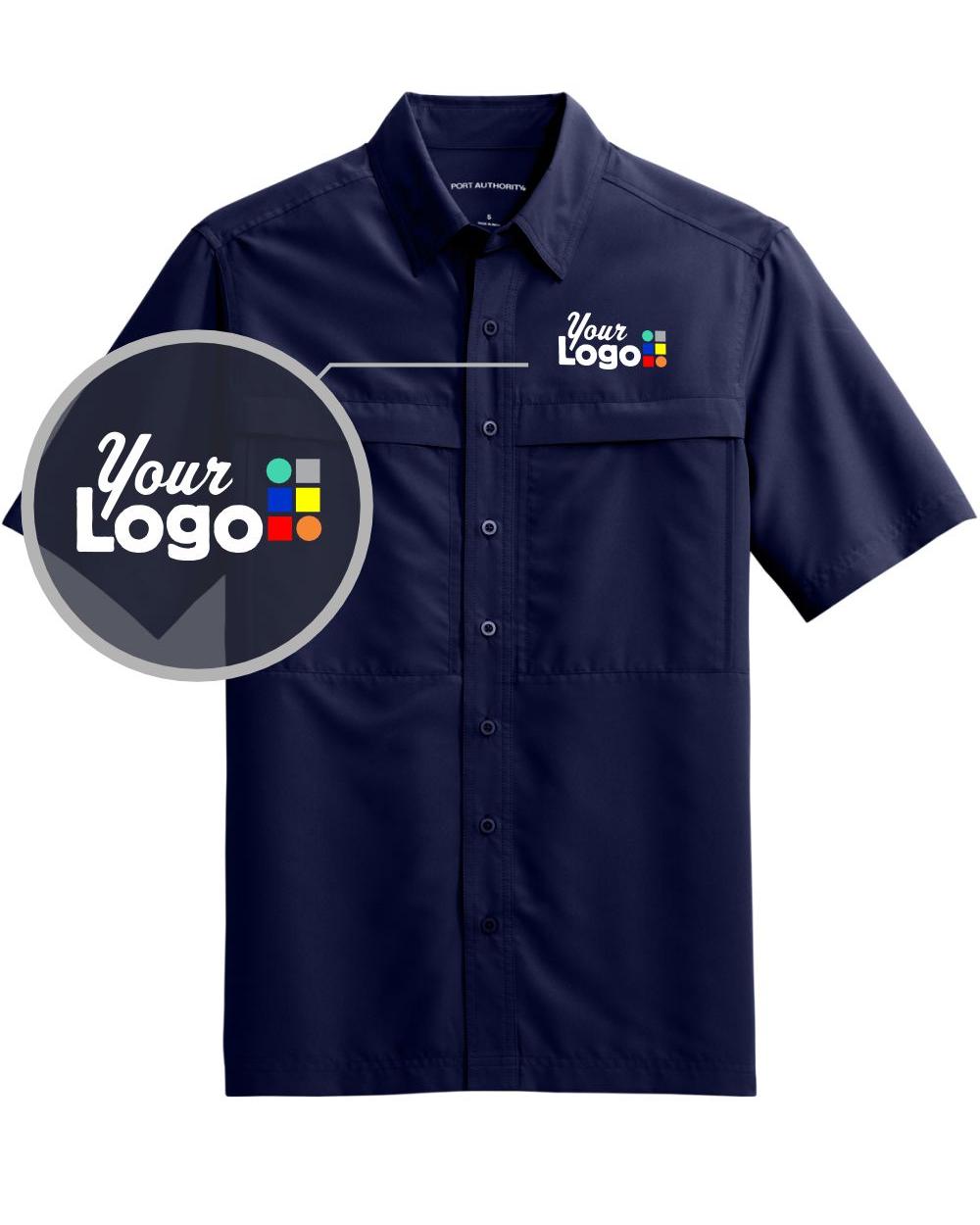 Port Authority S/S UV Daybreak Fishing Custom Shirt, color: True Navy