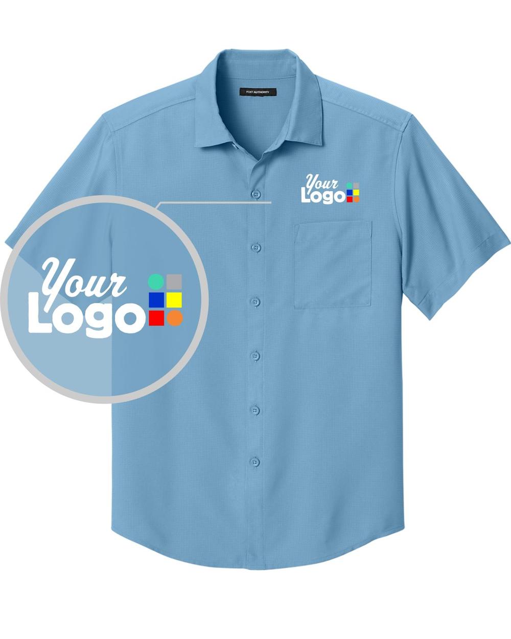 Port Authority S/S UV Dockside Custom Shirt, color: Carolina Blue