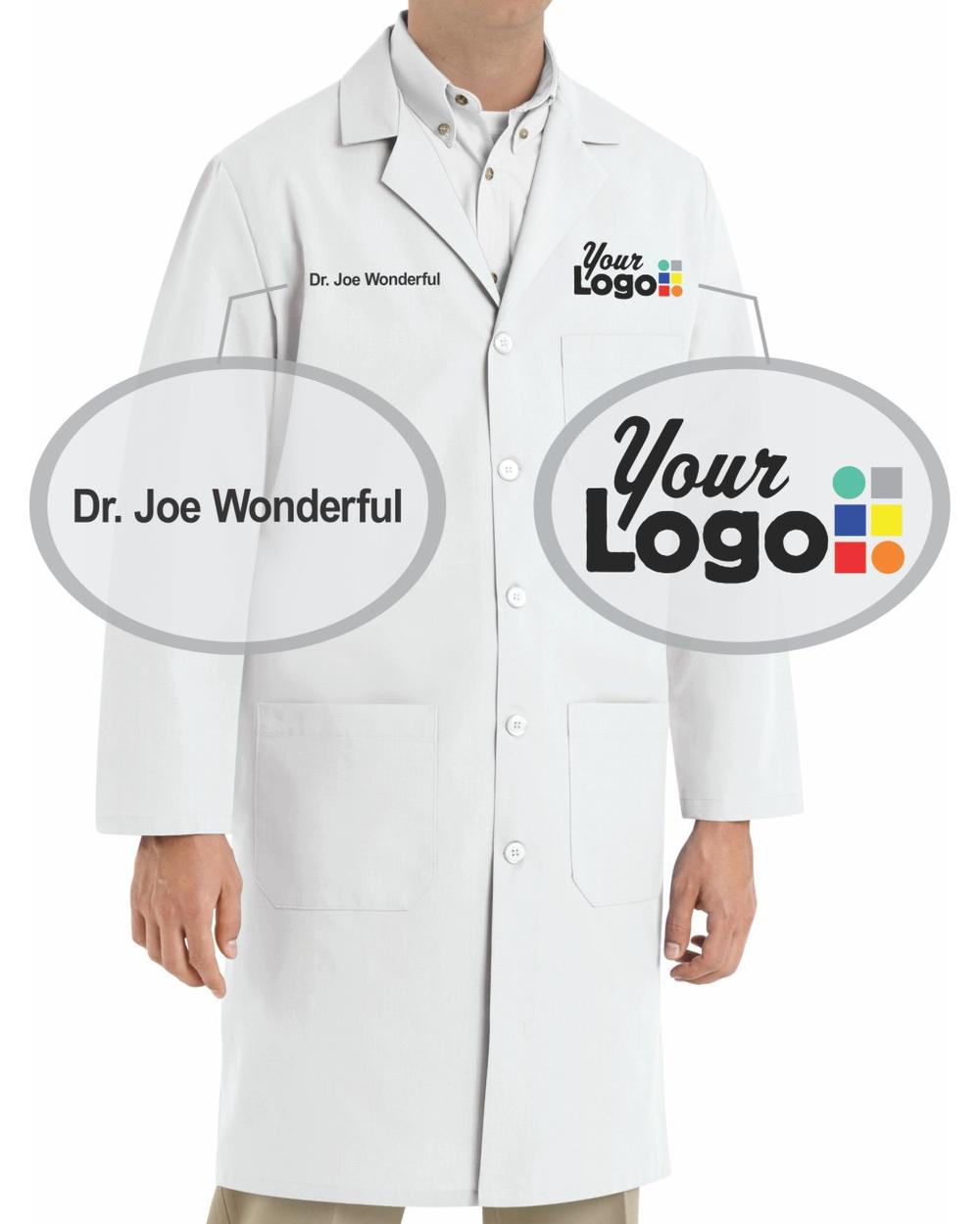 WearForm Full-Length  Custom Medical Coat, color: White