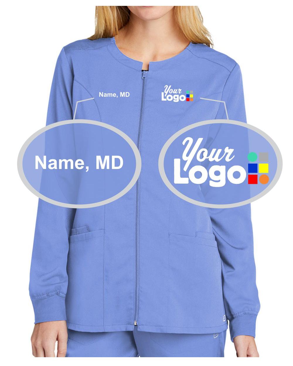 WonderWink Premiere Flex Full-Zip Custom Scrub Jacket, color: Ceil
