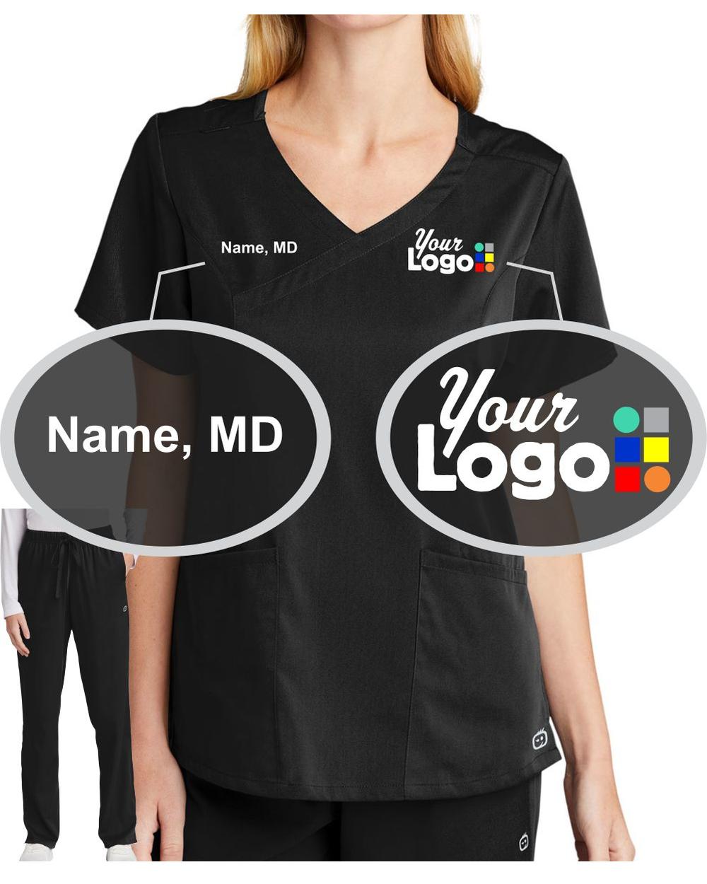 WonderWink Premiere Flex V-Neck Custom Scrub Uniform, color: Black