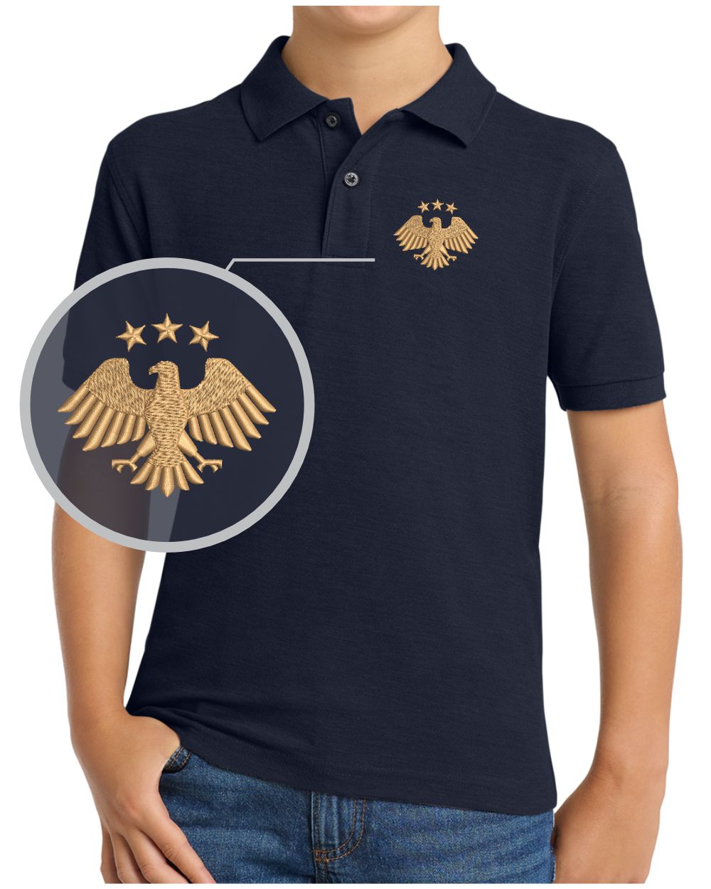 Port Authority S/S Silk Touch Syria's New Eagle Golf Shirt, color: Navy