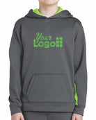 Sport-Tek ColorBlock Custom Hoodie, color: Dark Smoke Grey/Lime Shock