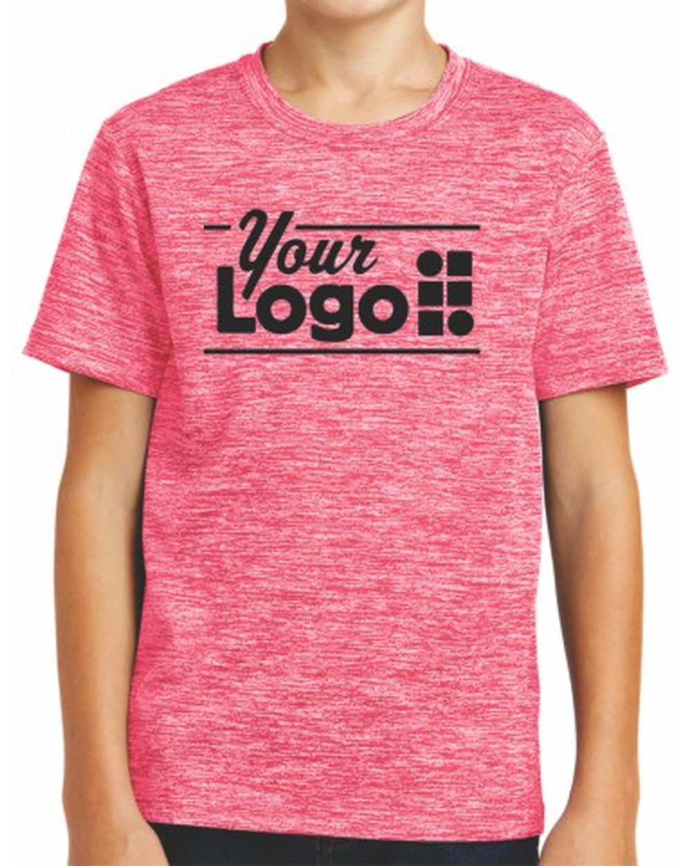 Sport-Tek S/S Electric Heather Custom T-Shirt, color: Power Pink Electric