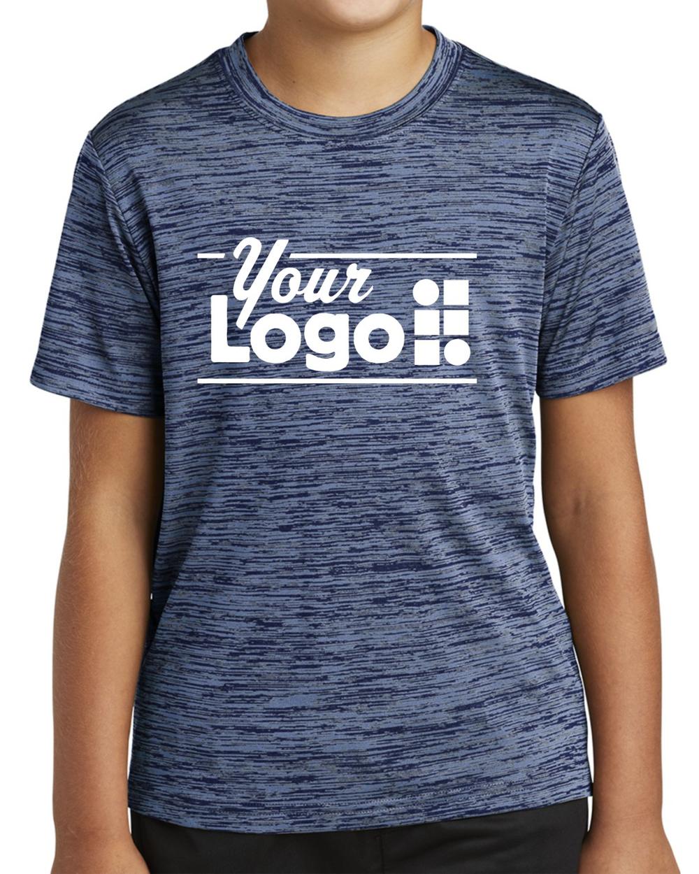 Sport-Tek S/S Electric Heather Custom T-Shirt, color: Carolina Blue-True Navy Electric