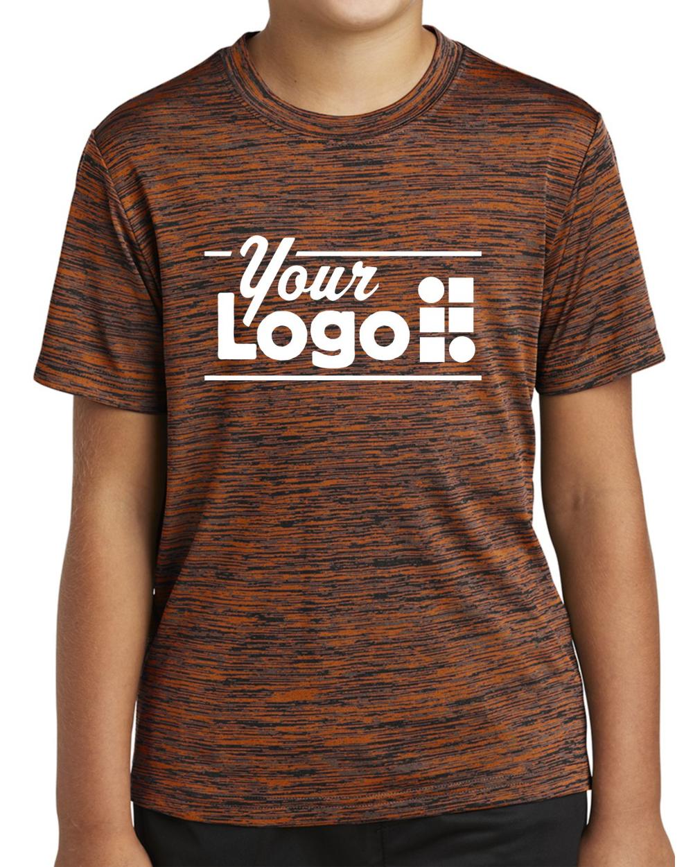 Sport-Tek S/S Electric Heather Custom T-Shirt, color: Deep Orange-Black Electric