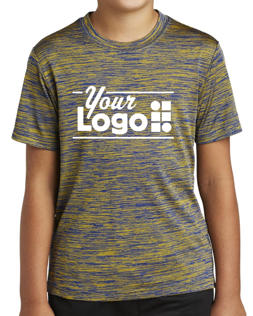 Sport-Tek S/S Electric Heather Custom T-Shirt, color: True Royal-Gold Electric