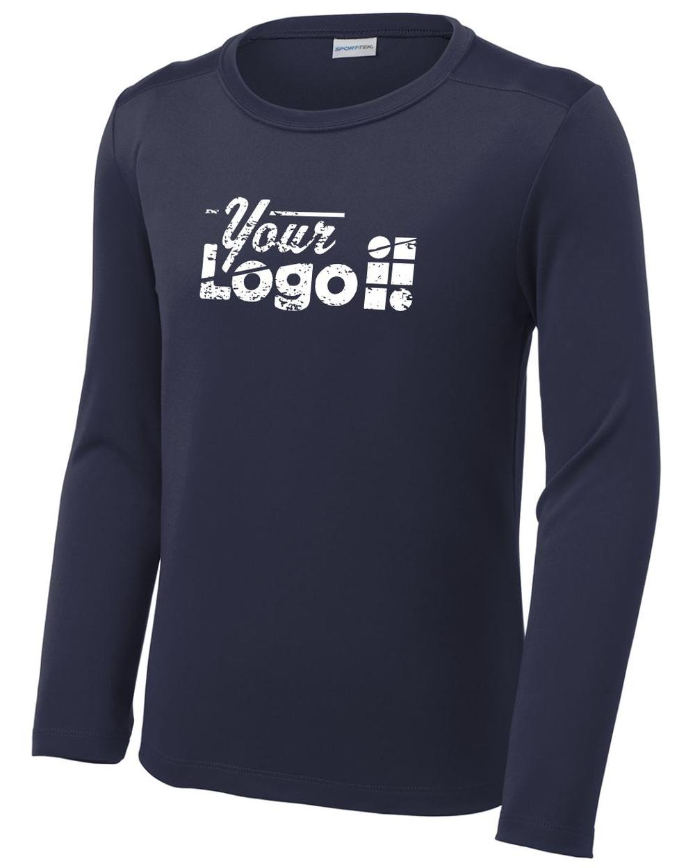 Sport-Tek L/S Posi-UV Pro Scoop Neck Custom T-Shirt, color: True Navy