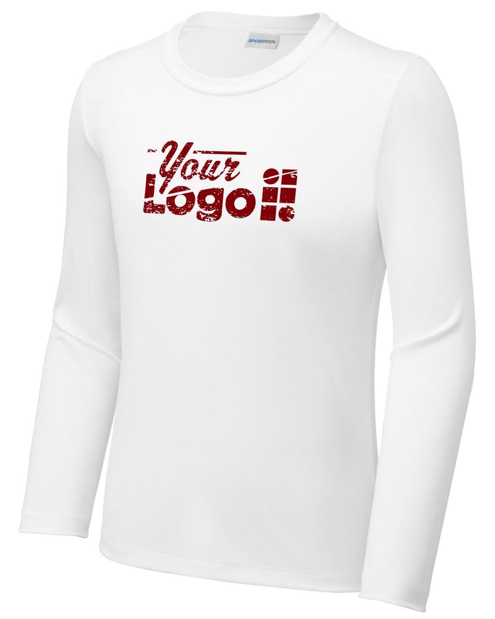 Sport-Tek L/S Posi-UV Pro Scoop Neck Custom T-Shirt, color: White