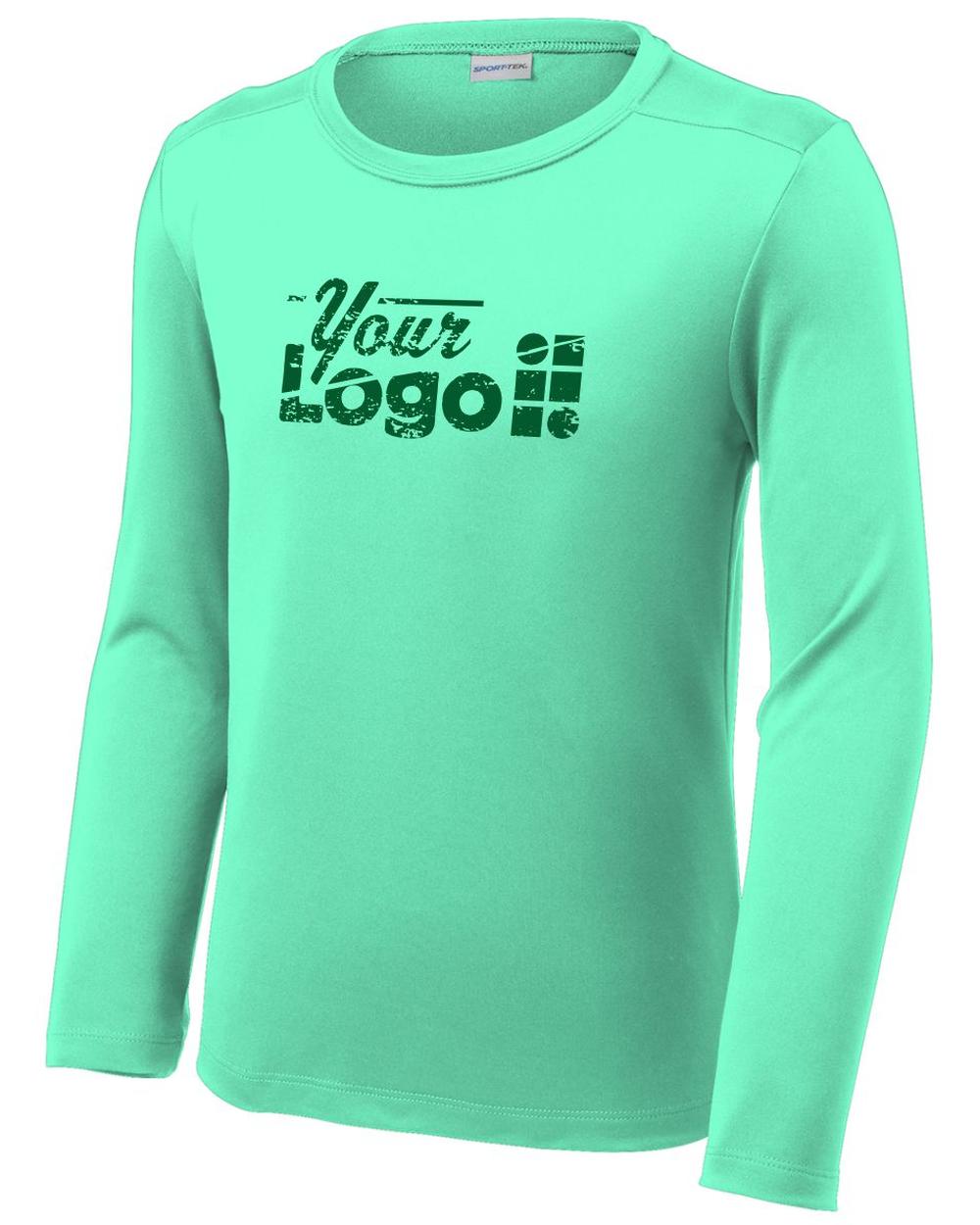 Sport-Tek L/S Posi-UV Pro Scoop Neck Custom T-Shirt, color: Bright Seafoam