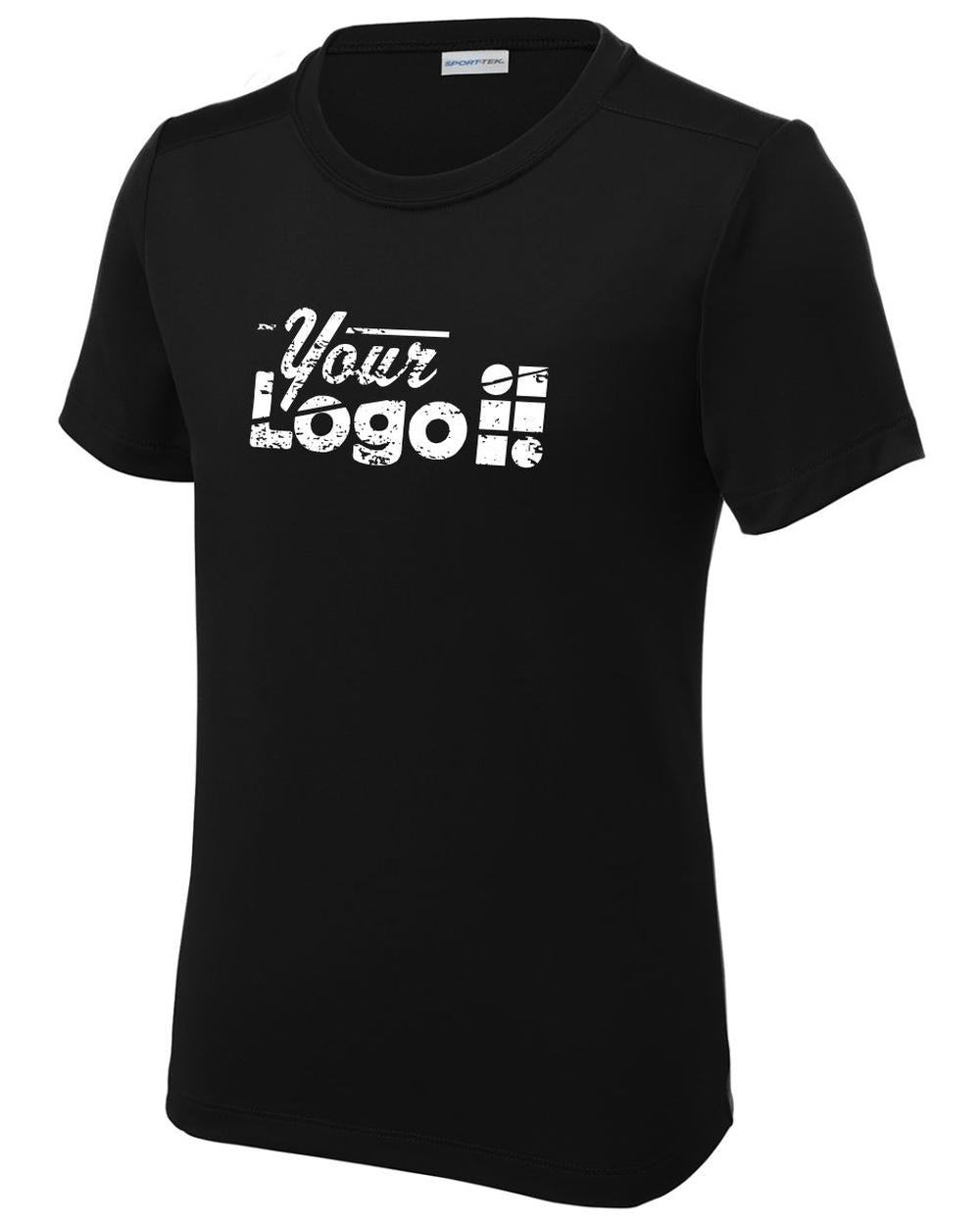Sport-Tek Youth S/S Posi-UV Pro Scoop Neck Custom T-Shirt, color: Black