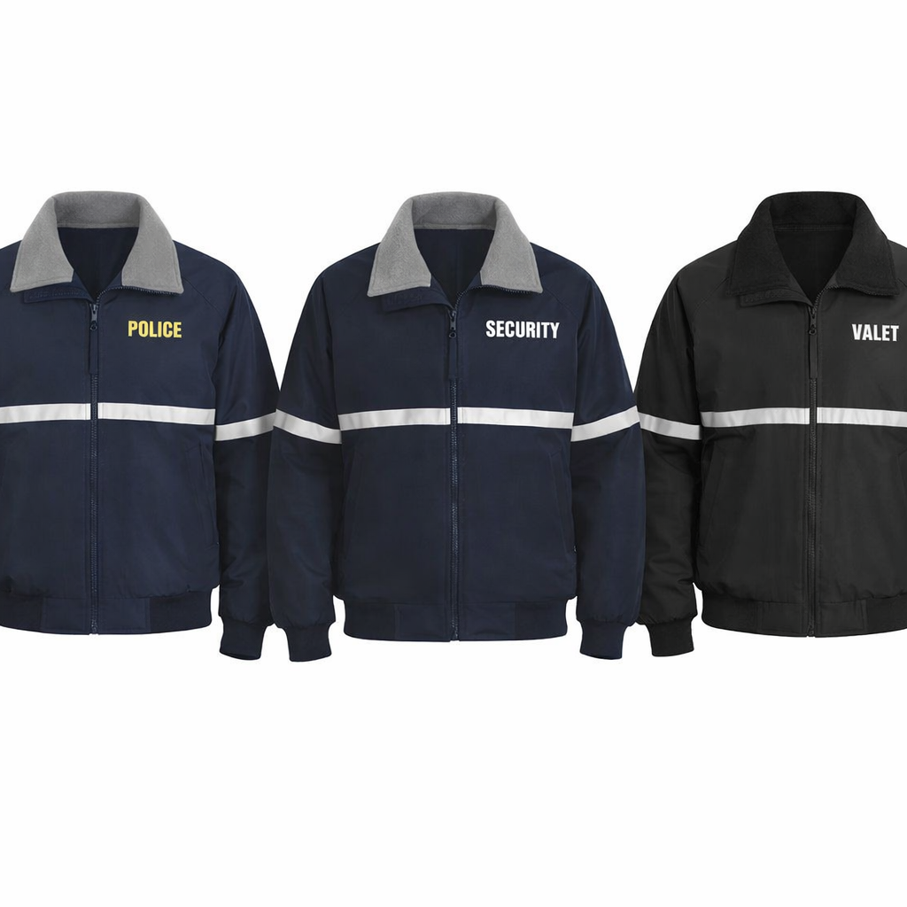 Titled jackets for men, staff, security, and police – durable, professional, and customizable jackets ideal for work teams, law enforcement, and staff uniforms. High-quality, long-lasting outerwear for safety and style.