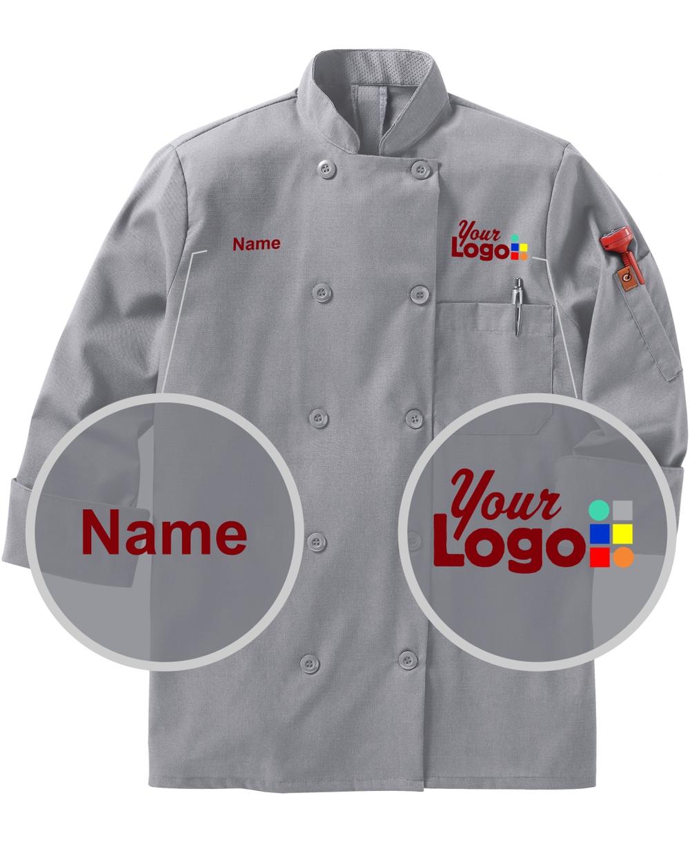 Chef Designs L/S Oilblok Mimix Custom Chef Coat, color: Grey