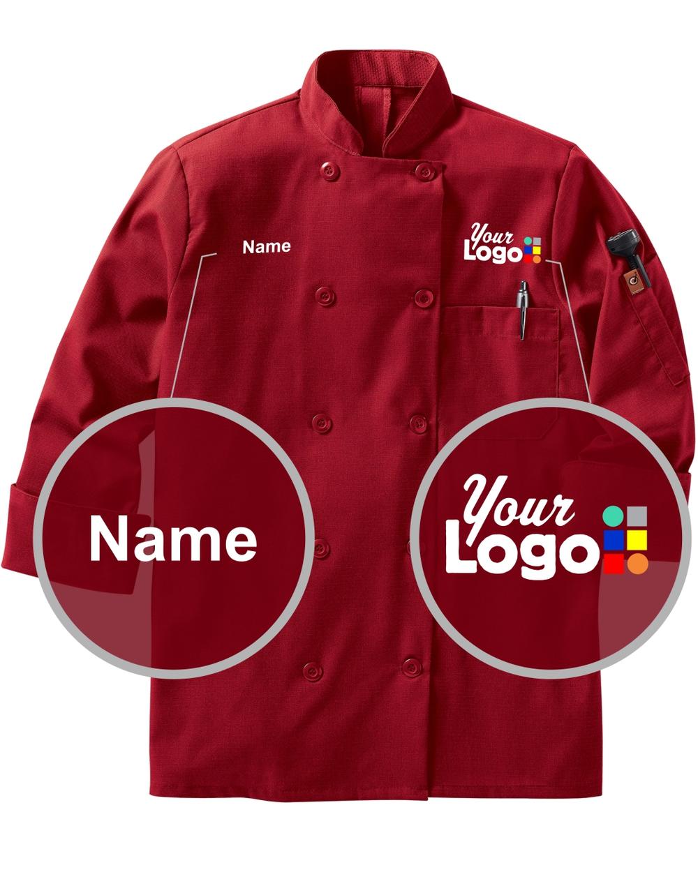 Chef Designs L/S Oilblok Mimix Custom Chef Coat, color: Fireball Red