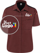 RedKap S/S Airflow with Oilblok Custom Cook Shirt, color: Merlot Heather/Black
