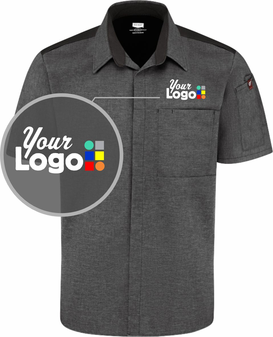 RedKap S/S Airflow with Oilblok Custom Cook Shirt, color: Charcoal Heather/Black