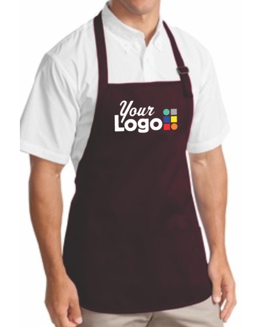 Port Authority Med-Length Bib Custom Apron, color: Maroon