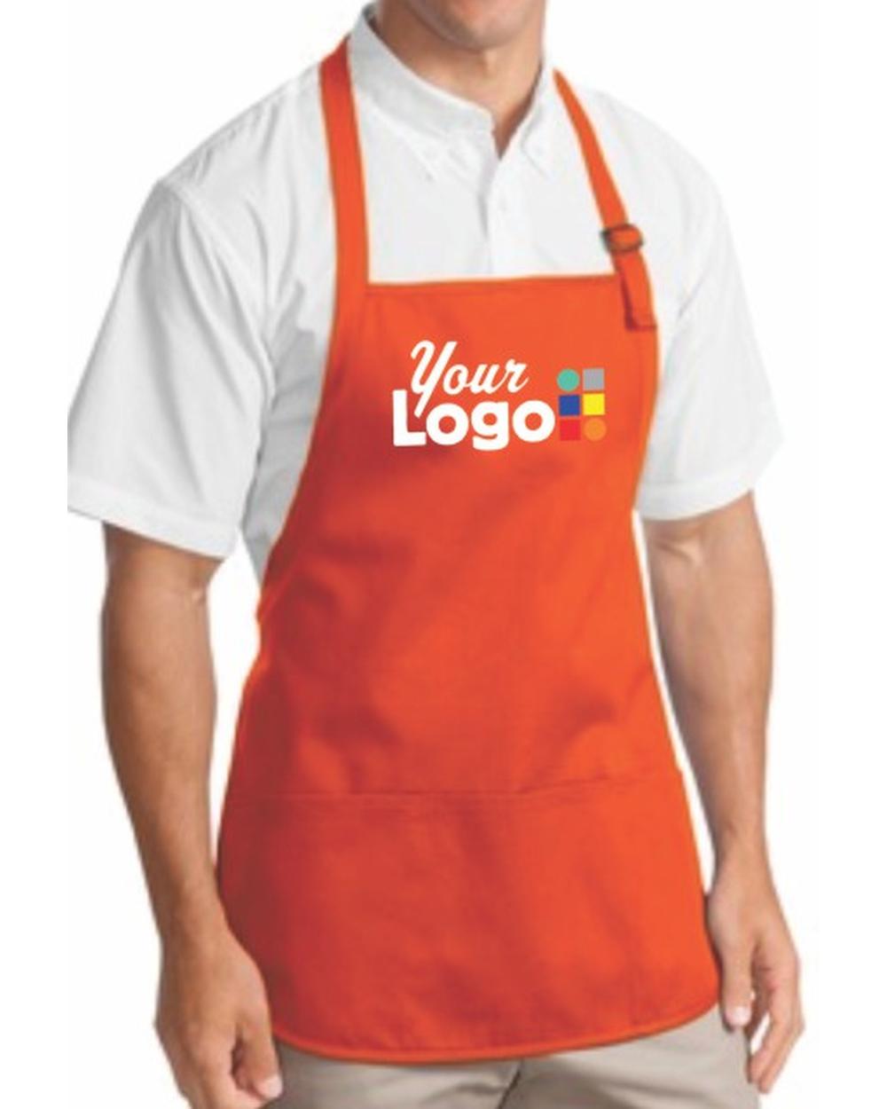 Port Authority Med-Length Bib Custom Apron, color: Orange
