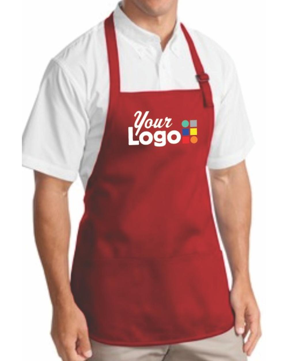 Port Authority Med-Length Bib Custom Apron, color: Red