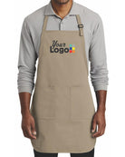 Port Authority Full-Length Blend Bib Custom Apron, color: Khaki