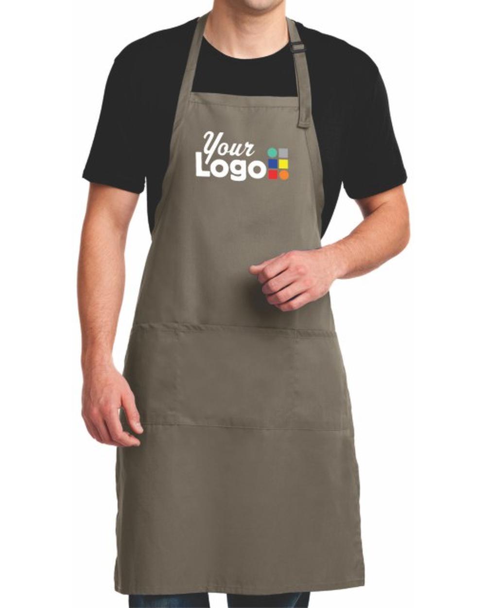 Port Authority Full-Size Bib Custom Apron, color: Khaki