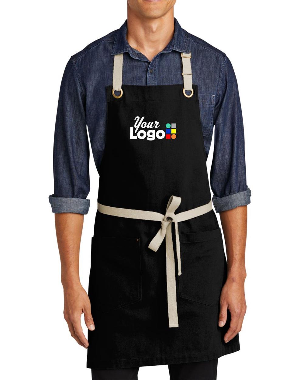 Port Authority Canvas Adjustable 2-Pocket Custom Apron, color: Black/Stone