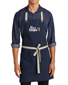 Port Authority Canvas Adjustable 2-Pocket Custom Apron, color: River Blue Navy/Stone