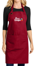 Port Authority Signature Heavy Twill Bib Custom Apron, color: Rich Red