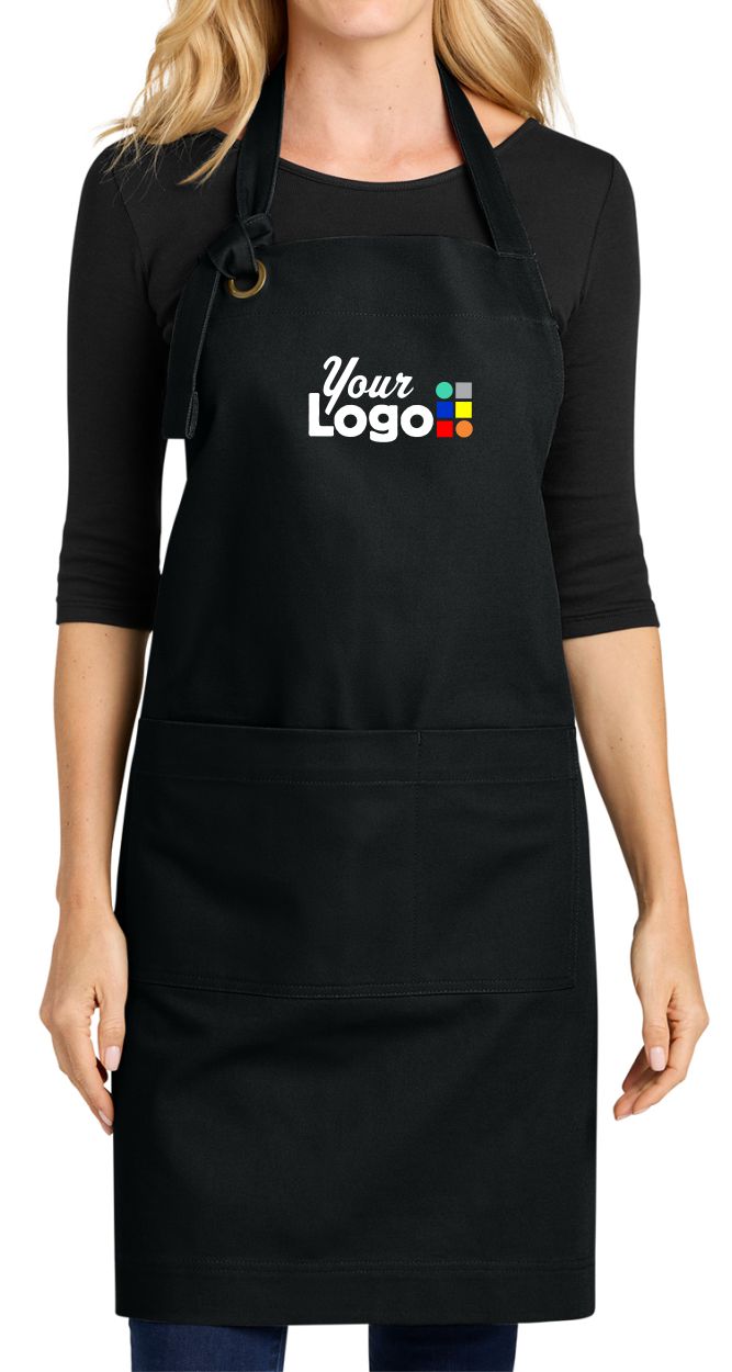 Port Authority Signature Heavy Twill Bib Custom Apron, color: Deep Black