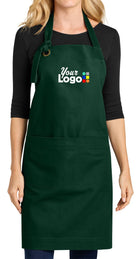 Port Authority Signature Heavy Twill Bib Custom Apron, color: Dark Green