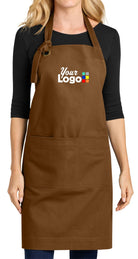 Port Authority Signature Heavy Twill Bib Custom Apron, color: Duck Brown
