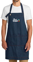 Port Authority Signature Denim Bib Custom Apron, color: Dark Denim