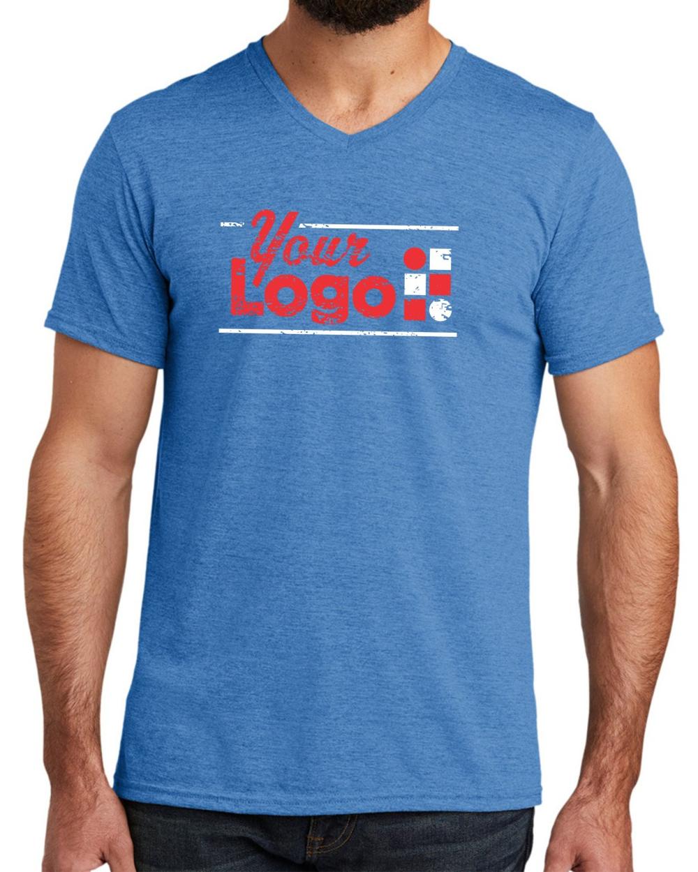 Allmade S/S Tri-Blend V-Neck Custom T-Shirt, color: Azure Blue