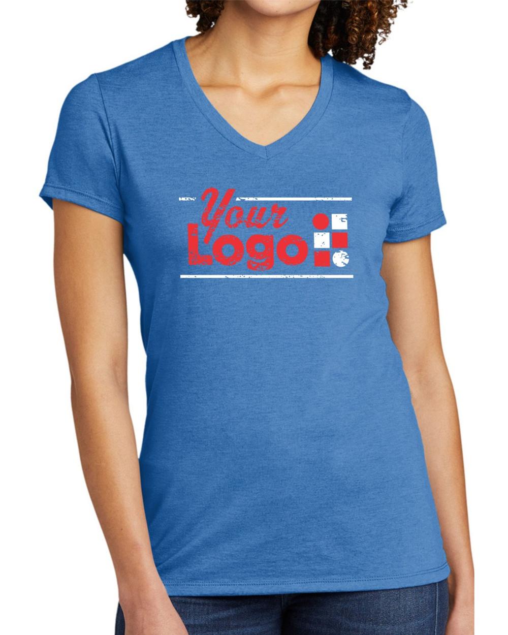 Allmade S/S Tri-Blend V-Neck Custom T-Shirt, color: Azure Blue