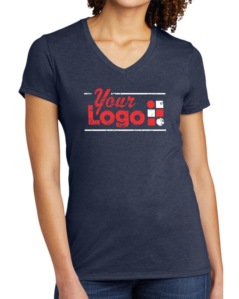 Allmade S/S Tri-Blend V-Neck Custom T-Shirt, color: Rebel Blue
